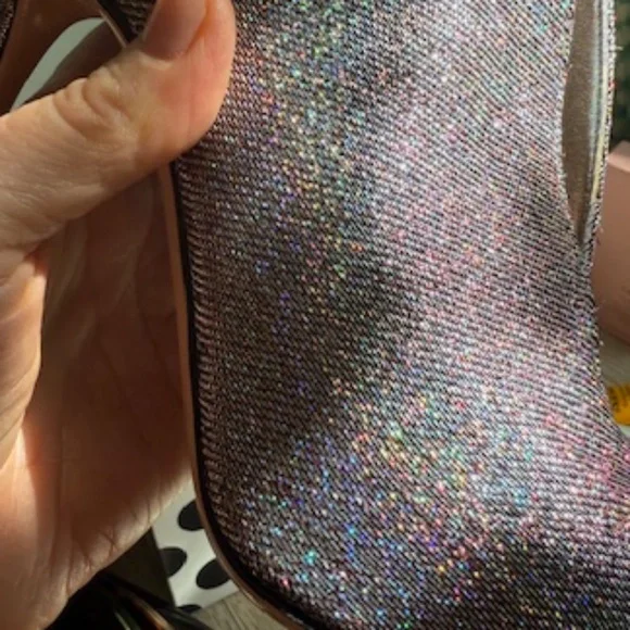 Virtually New Gianvito Rossi Iridescent Silver Peep Toe Booties - Size 37 - Picture 2 of 7